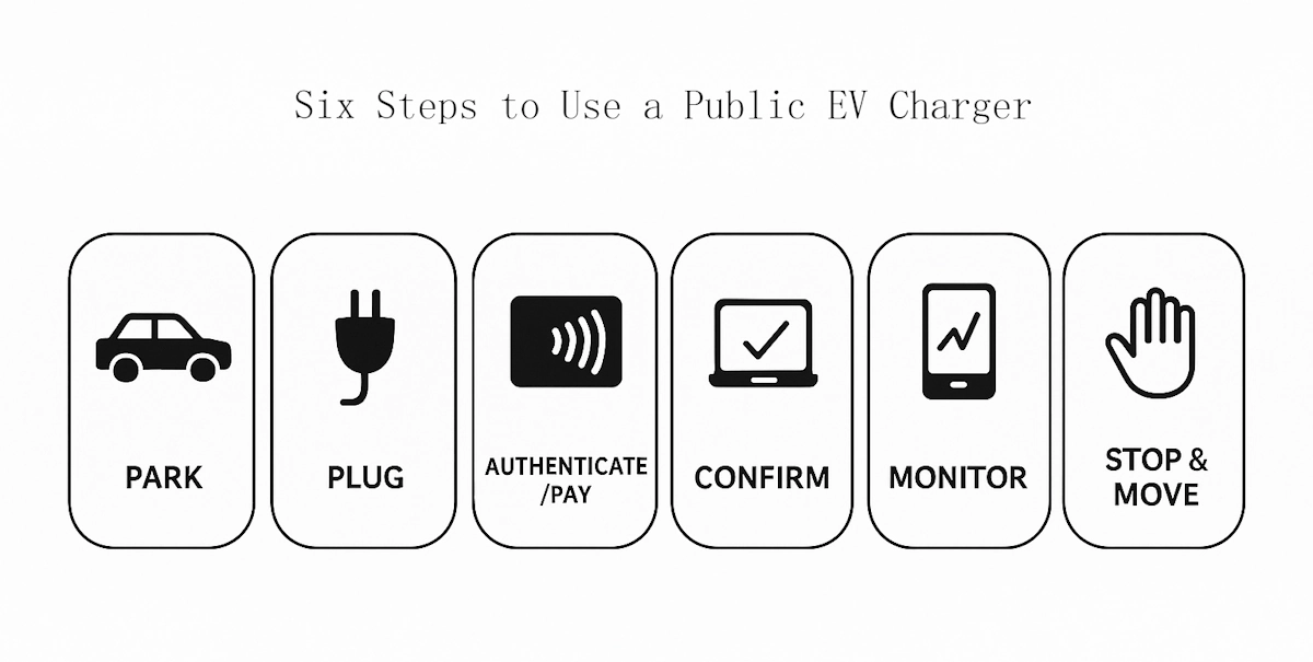 six steps to use a public ev charger six steps to use a public ev charger