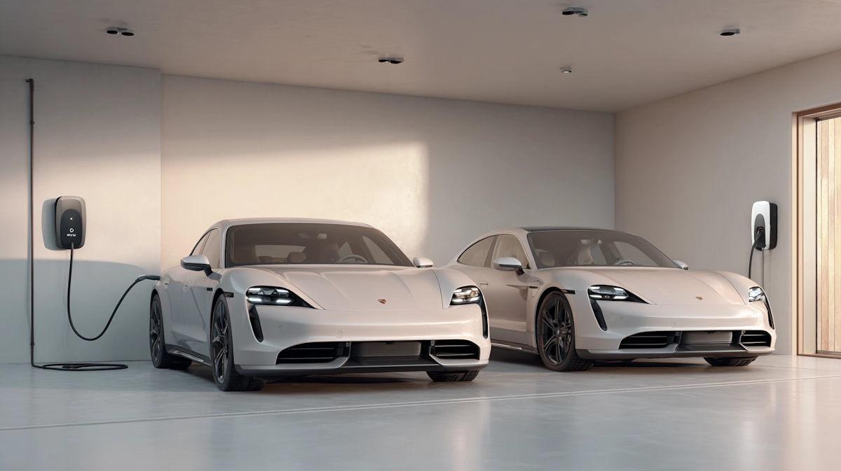 Two EVs charging at home using shared-power