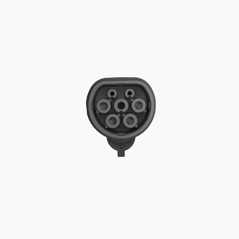 Front view of Workersbee Type 2 AC EV connector with shutter interface design